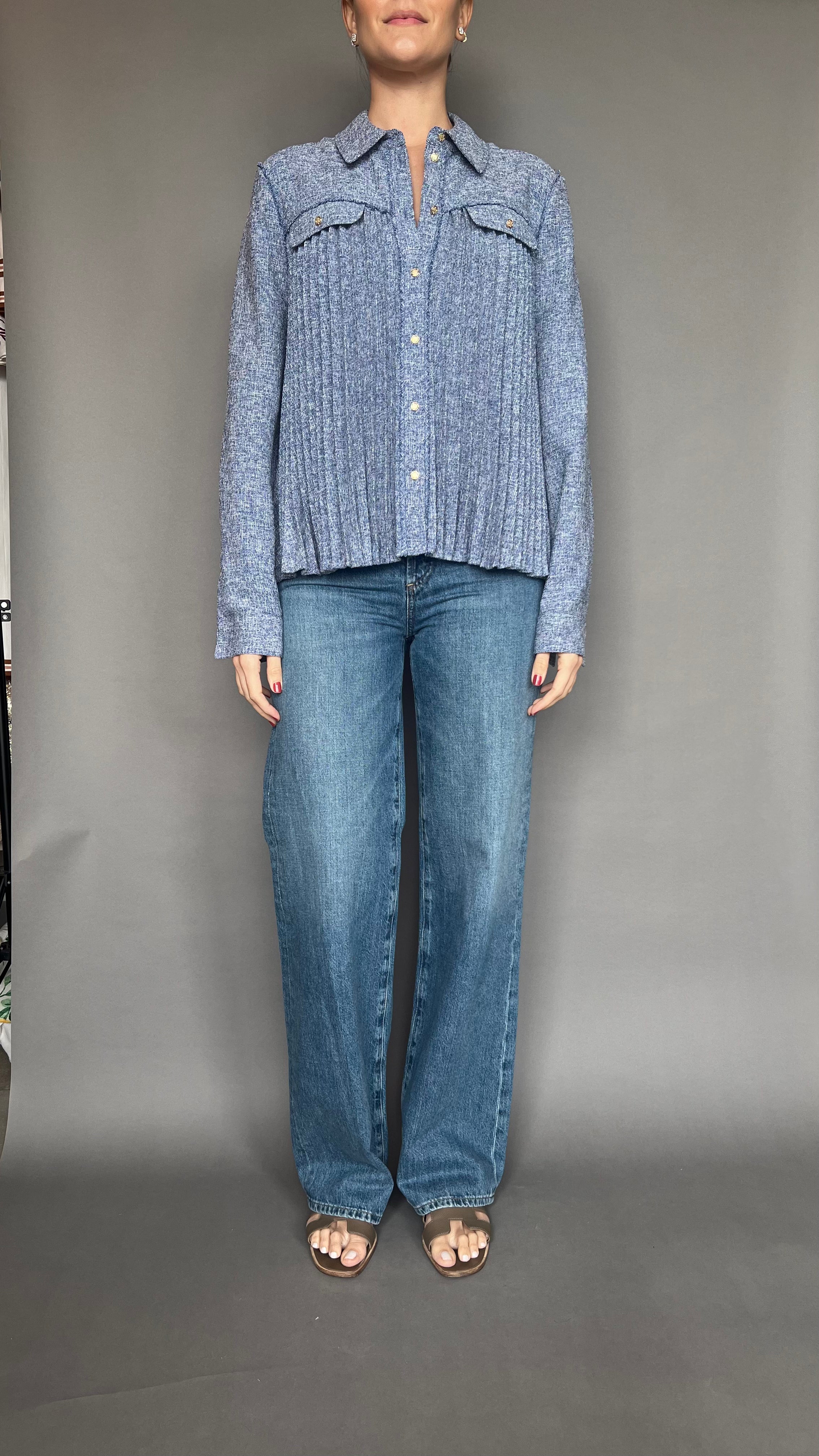 Top Claudie Azul Plisada